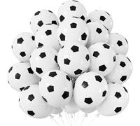 Adeyoo Palloncini da calcio, 50 palloncini stampati in bianco e nero da 30 cm, in lattice, per feste di compleanno per ragazzi, decorazioni per il giorno del gioco, forniture per feste a tema sportivo