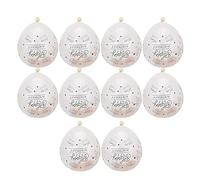 Adfaga 10 pezzi palloncini trasparenti in lattice con parole di buon compleanno, coriandoli e paillettes per la decorazione di anniversario di matrimonio, festa, oro rosa, argento (palline di