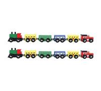 Adfaga 2Set Trenino Blocchi di assemblaggio Carrozza in legno Pressofusi educativi per la prima infanzia Artigianato per la decorazione della festa di Natale Legno naturale Design