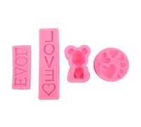 Adfaga 4pcs Fondante silicone stampo rosa resistente ad alta temperatura Cupcake Topper stampo per la torta per l'anniversario Romantico set di San di San Heart Design Love