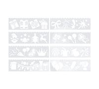 Adfaga 8 pezzi set di stencil per pittura modelli riutilizzabili in plastica fai da te per la decorazione della parete, mobili, cartelli in legno, progetti creativi, sicuri per (Festa a sorpresa (8