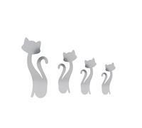 Adfaga Adesivi murali specchio gatto Decalcomanie autoadesive per specchio decorativo Arte della parete per soggiorno Camera da letto Decorazioni per la casa Set da 4 pezzi (Argento)