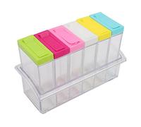 Adfaga Barattoli di stoccaggio di stagionatura in plastica trasparente set da 6 pacchetti con contenitori per push per la cottura a casa Opzioni di colore blu rosa bianco PP NON