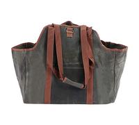 Adfaga Borsa in Tela Cerata per Legna da ardere, Porta Legna da ardere, Resistente, con Tracolla, per caminetto da Esterno, Campeggio, Barbecue, Verde, 22,8 x 11,8 x 20 Pollici