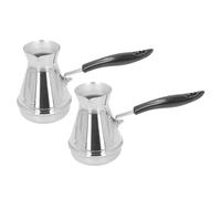 Adfaga Caffettiera Turca Confezione da 2 Pezzi Piano Cottura in Acciaio Inossidabile Versare sopra Caffettiera con Manico Lungo per Sciogliere Burro Scaldare Latte Ideale per Casa (350 ml)