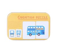 Adfaga Carte di apprendimento educativo con scatola di ferro Gioco di abbinamento cognitivo Flash card per bambini 32 pezzi Veicoli Animali Frutta Beni viventi Formazione (Stile del traffico)