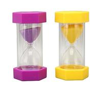 Adfaga Clessidra esagonale Clessidra con timer per sabbia Vibrante plastica resistente colorata 30 minuti Strumento di gestione del tempo per aula Home Office ADHD Giallo Viola 2 p