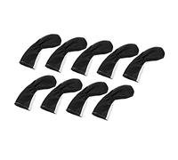 Adfaga Coperture per mazze da golf 9 pezzi Set Cartoon Dog Ricamo Impermeabile Morbido Golf Testa di ferro Maniche protettive per uomo Donna Tessuto PU Peluche Leggero Durevole Acc (Nero Bianco)