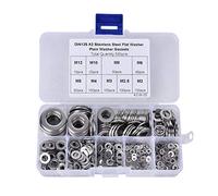 Adfaga Kit assortimento rondelle piatte in acciaio inossidabile da 580 pezzi M2 M2.5 M3 M4 M5 M6 M8 M10 M12 Elementi di fissaggio antiruggine per collegamenti elettrici Edilizia in