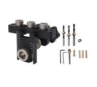 Adfaga Kit di guida per trapano a tassello in lega di alluminio 3 in 1, localizzatore di fori professionale per la lavorazione del legno, per guide di mobili, strutture di armadi,