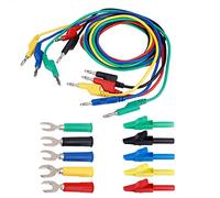Adfaga Kit di puntali con spina a banana da 4 mm Cavi flessibili durevoli di livello professionale con clip codificate a colori e sonde a forma di U per test elettronici Applicazio (P1036A)