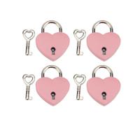 Adfaga Lucchetto a cuore Lucchetto d'amore con chiave Lucchetto decorativo a forma di cuore in lega di zinco per portagioie Borse Portafogli 38x30mm 4 Set (Rosa)
