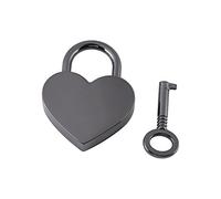 Adfaga Lucchetto a forma di cuore piccolo lucchetto carino per amore per diario portagioie sicurezza bagagli pistola in lega di zinco nero 39mm 1pz