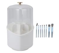 Adfaga Makeup Brushes Set with Rotating Holder 8Pcs Heart Shaped Brush Organizer with Clear Lid Large Capacity Storage for Cosmetics Vanity Desktop Plastic 24.5x12.5cm (White)