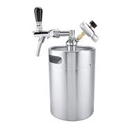 Adfaga Mini fusto in acciaio inossidabile da 5 litri con rubinetto, di produzione domestica pressurizzata per l'erogazione e lo stoccaggio di birra artigianale per feste e uso est