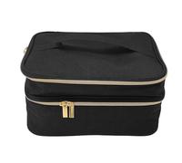 Adfaga Organizer per accessori per cucire Borsa per forniture per cucire in poliestere resistente all'acqua a doppio strato con scomparti multipli (Nera)