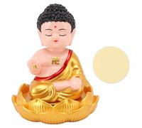 Adfaga Ornamento di Buddha ad energia solare con rilevamento della luce che annuisce automaticamente statua di Buddha per la casa, l'auto, l'ufficio, la decorazione della scrivania, in (D'oro)