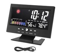 Adfaga Orologio delle previsioni del tempo Sveglia multifunzionale con grande schermo a LED con display per l'umidità della temperatura Controllo vocale Retroilluminazione per la c