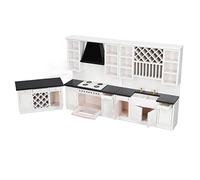 Adfaga Set armadietto da cucina per casa delle bambole Mobili in legno in miniatura in scala 1/12 Bancone da bar in legno di betulla realizzato a mano con armadietti per decorazion