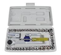 Adfaga Set di chiavi a bussola in acciaio al carbonio da 34 pezzi, kit di strumenti micro combinati con barre di prolunga per chiavi, per riparazioni automobilistiche, manutenzione