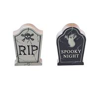 Adfaga Set di decorazioni per lapidi di Halloween Lapidi per cimitero in legno spettrali per prato da cortile Festa di Halloween Casa stregata Decorazione per interni all'aperto Co