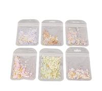 Adfaga Set di decorazioni per nail art 6 pezzi. Kit di decorazioni per nail art con frammenti di conchiglie glitter colorati per manicure