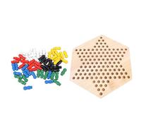 Adfaga Set di giochi da tavolo per dama cinese, educativo in legno con 6 picchetti colorati, gioco di pensiero strategico per la famiglia, adulti, design esagonale, in legno massel