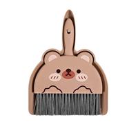 Adfaga Set di paletta e spazzole Mini scopa portatile per pulizia cartoni animati con vaschetta per la polvere per scrivania Home Office Materiale PP 18 x 23 cm 1 set (Orsa)