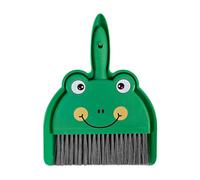 Adfaga Set di paletta e spazzole Mini scopa portatile per pulizia cartoni animati con vaschetta per la polvere per scrivania Home Office Materiale PP 18 x 23 cm 1 set (Rana)