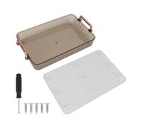 Adfaga Tea Tray Rectangular Double Layer Drainage Rack Elegant Durable Plastic Serving Tray for Tea Coffee Kitchen Dining Outdoor Picnic (Piccolo bianco)