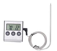 Adfaga Termometro Digitale per Carne con Sonda Termometro da Cucina Elettronico con Temporizzatore di Temperatura Preimpostato e Allarme per Grigliare Arrostire Cottura in Forno Cu