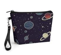 ADFGYERH Beauty case con motivo Space Planet, borsa da viaggio per cosmetici, grande capacità, da donna, borsa da toilette con manico per la cura della pelle, pennelli e accessori da viaggio