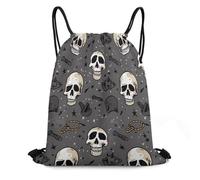 ADFGYERH Borsa con teschio e fulmine, design con cordino aperto, zaino con coulisse comodo e portatile, piccolo zaino adatto per la vita quotidiana, il lavoro in ufficio, i viaggi e altri scenari.