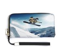 ADFGYERH Borsa da snowboard da viaggio lunga con tasca per monete, pochette con blocco RFID, cerniera intorno, grande capacità, portafoglio da donna per viaggi e lavoro