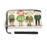 ADFGYERH Borsa da viaggio lunga con disegno di figure semplici, con tasca per monete, pochette con blocco RFID, cerniera intorno, grande capacità, portafoglio da donna per viaggi e lavoro