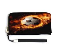 ADFGYERH Borsa lunga da viaggio con fiamma da calcio, con tasca per monete, pochette con blocco RFID, cerniera intorno, grande capacità, portafoglio da donna per viaggi e lavoro