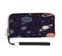 ADFGYERH Borsa lunga da viaggio con motivo pianeta spaziale, con tasca per monete, blocco RFID, cerniera intorno, grande capacità, portafoglio da donna per viaggi e lavoro