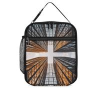 ADFGYERH Borsa per il pranzo con immagine di un grattacielo, riutilizzabile, ad alta capacità, per uomini e donne, portatile, isolata, per cantieri, lavoro e uso quotidiano