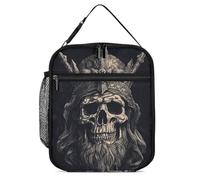 ADFGYERH Borsa per il pranzo con teschio e ascia, riutilizzabile, ad alta capacità, per uomini e donne, portatile, isolata, borsa per il pranzo per cantieri, lavoro e uso quotidiano