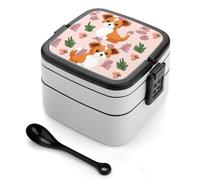 ADFGYERH Contenitore per il pranzo per cani di piccole dimensioni, a doppio strato, con divisorio e cucchiaio, portatile, per mangiare fuori, lavoro, viaggi, picnic, adatto sia per uomini che per