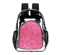 ADFGYERH Grande zaino trasparente con glitter rosa scintillante, in PVC, trasparente, per sicurezza, lavoro, viaggi, stadio