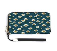 ADFGYERH Piccola borsa a margherita da viaggio lunga con tasca portamonete, pochette con blocco RFID, cerniera intorno, grande capacità, portafoglio da donna per viaggi e lavoro