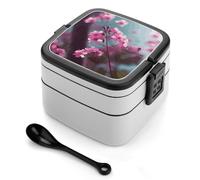 ADFGYERH Piccolo contenitore per il pranzo, a doppio strato, con divisori e cucchiaio, portatile, per mangiare fuori, lavoro, viaggi, picnic, adatto sia per uomini che per donne.
