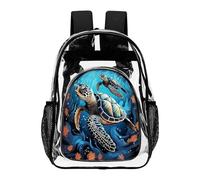 ADFGYERH Sea Turtle - Zaino trasparente in PVC trasparente, stile boho, per la sicurezza, il lavoro, i viaggi, lo stadio