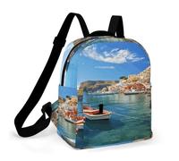 ADFGYERH Seaside Town, zaino impermeabile in tessuto Oxford, zaino da donna con fondo solido, comodo e comodo, borsa per computer portatile, adatta per occasioni di lavoro o casual, unisex