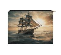 ADFGYERH Ship Sailing Alone - Trousse per trucchi da donna, portatile, con cerniera, borsa da viaggio per cosmetici e pennelli da trucco