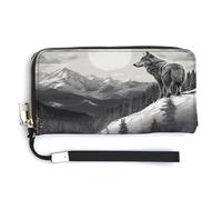 ADFGYERH Snow Mountain Lone Wolf borsetta da viaggio lunga con tasca portamonete, pochette con blocco RFID, cerniera intorno, grande capacità, portafoglio da donna per viaggi e lavoro