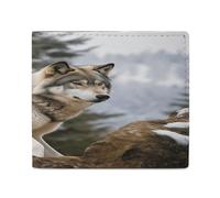ADFGYERH Snow Mountain Wild Wolf Portafoglio RFID Blocking Slim, porta carte minimalista, portafoglio bifold per uomo donna compatto da viaggio