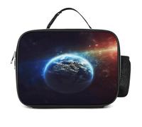 ADFGYERH Space Planet Earth - Borsa per il pranzo con porta bottiglia d'acqua, borsa termica per il pranzo, riutilizzabile, borsa per il pranzo per donne e uomini, per lavoro, picnic, viaggi