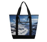 ADFGYERH Spettacolare borsa a tracolla con montagne innevate, per donne e uomini, borsa grande riutilizzabile da spiaggia per piscina, picnic, palestra